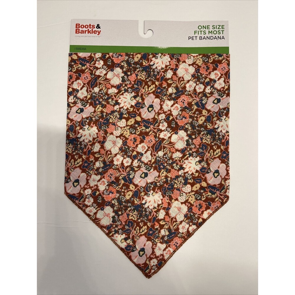Boots & Barkley Floral Print Full Tie Dog Bandana One Size Fits Most (New)